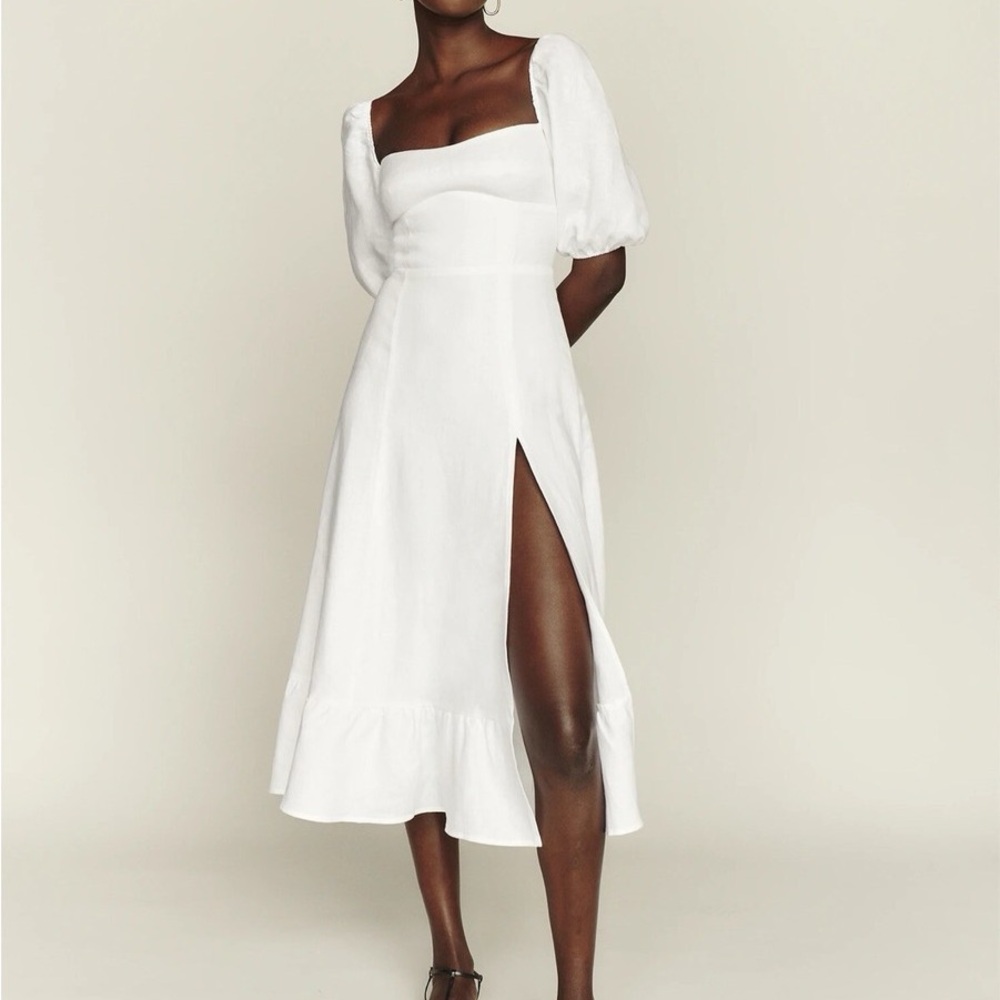 Reformation Belgium Linen Dress in White